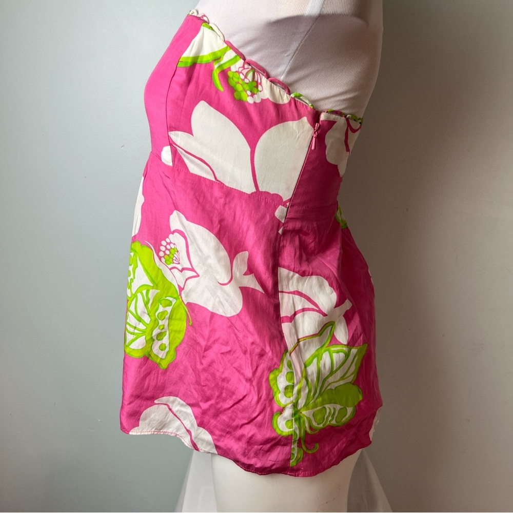 Lilly Pulitzer Strapless Floral Top Pink, White, Green Women’s Size 8 - Picture 2 of 7